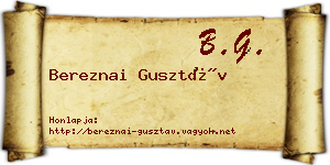 Bereznai Gusztáv névjegykártya